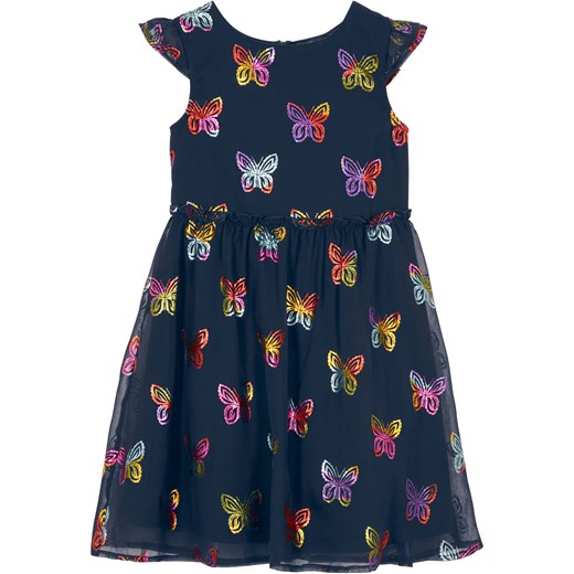 Sukienka dziewczęca szyfonowa na uroczyste okazje, z nadrukiem w motyle ze sklepu bonprix w kategorii Sukienki dziewczęce - zdjęcie 170597244
