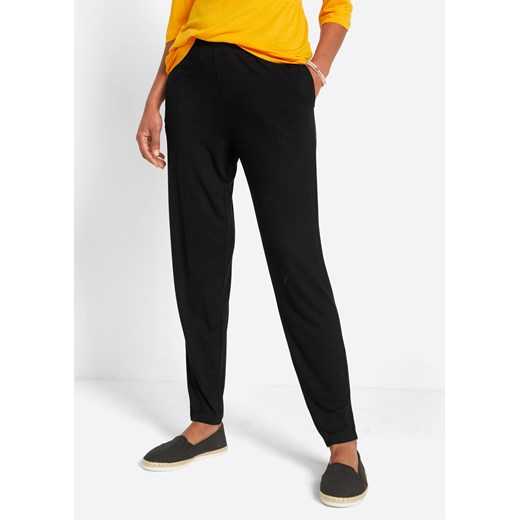 Lekkie spodnie high-waist  z wygodnym paskiem w talii, ze zrównoważonej wiskozy (2 szt.) ze sklepu bonprix w kategorii Spodnie damskie - zdjęcie 170597393