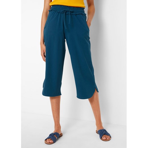 Szerokie spodnie culotte z dżerseju z wygodnym paskiem, dł. 3/4 ze sklepu bonprix w kategorii Spodnie damskie - zdjęcie 170597921