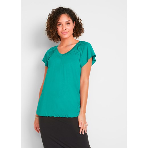 Shirt z dekoltem w serek, krótki rękaw ze sklepu bonprix w kategorii Bluzki damskie - zdjęcie 170598060