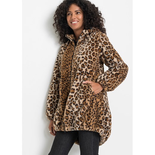 Płaszcz ze sztucznego futerka w cętki leoparda ze sklepu bonprix w kategorii Płaszcze damskie - zdjęcie 170598412