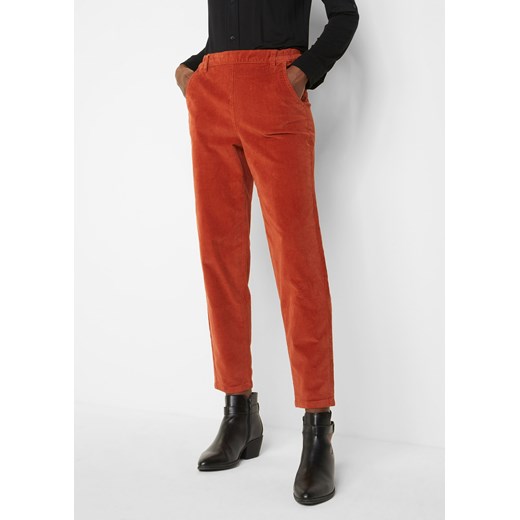 Spodnie sztruksowe high-waist z wygodnym paskiem, w długości do kostki ze sklepu bonprix w kategorii Spodnie damskie - zdjęcie 170598542