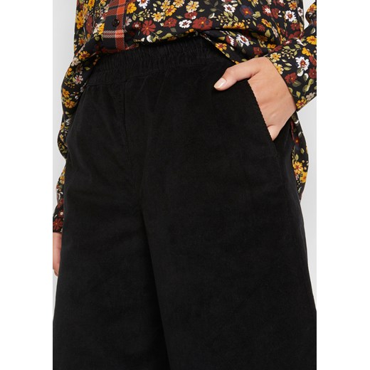 Szerokie spodnie sztruksowe high-waist z wygodnym paskiem w talii, dł. do kostki 40 bonprix