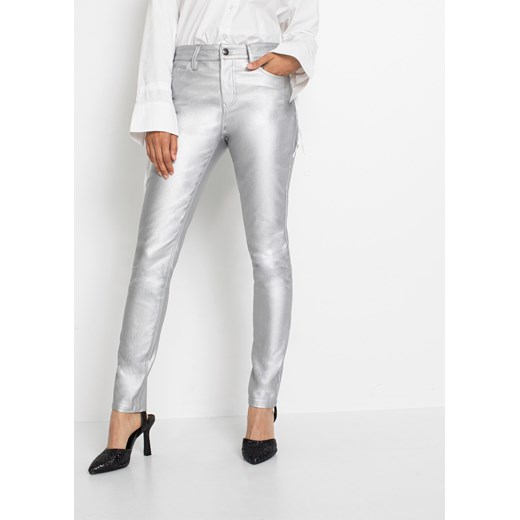 Spodnie push-up z powłoką w metalicznym kolorze ze sklepu bonprix w kategorii Spodnie damskie - zdjęcie 170599352