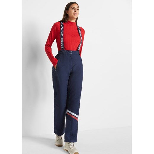 Spodnie narciarskie funkcyjne termoaktywne i nieprzemakalne, z odpinanymi szelkami, Straight ze sklepu bonprix w kategorii Spodnie damskie - zdjęcie 170599614