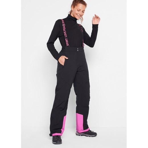 Spodnie narciarskie ocieplane i nieprzemakalne, z odpinanymi szelkami, Straight ze sklepu bonprix w kategorii Spodnie damskie - zdjęcie 170601242