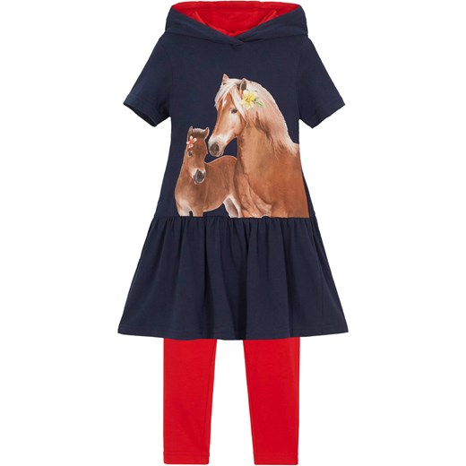 Sukienka dziewczęca z dżerseju + legginsy (2 części), bawełna organiczna ze sklepu bonprix w kategorii Komplety dziewczęce - zdjęcie 170601291