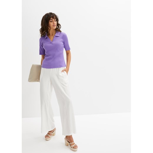 Shirt polo w prążek, krótki rękaw 36/38 bonprix