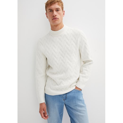 Sweter ze stójką, w strukturalny wzór ze sklepu bonprix w kategorii Swetry męskie - zdjęcie 170604533