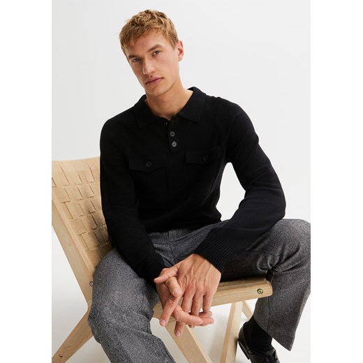 Sweter z kołnierzykiem polo ze sklepu bonprix w kategorii Swetry męskie - zdjęcie 170604703