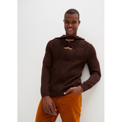 Sweter rozpinany we wzór w warkocze ze sklepu bonprix w kategorii Swetry męskie - zdjęcie 170606052
