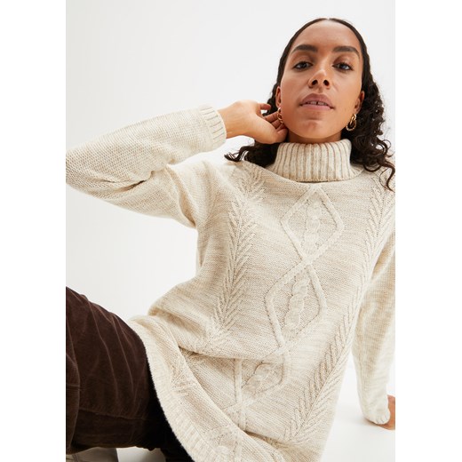 Sweter poncho, długi rękaw ze sklepu bonprix w kategorii Swetry damskie - zdjęcie 170606770