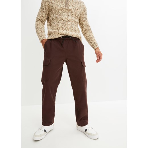 Spodnie ocieplane z gumką w talii Regular Fit Straight ze sklepu bonprix w kategorii Spodnie męskie - zdjęcie 170608080