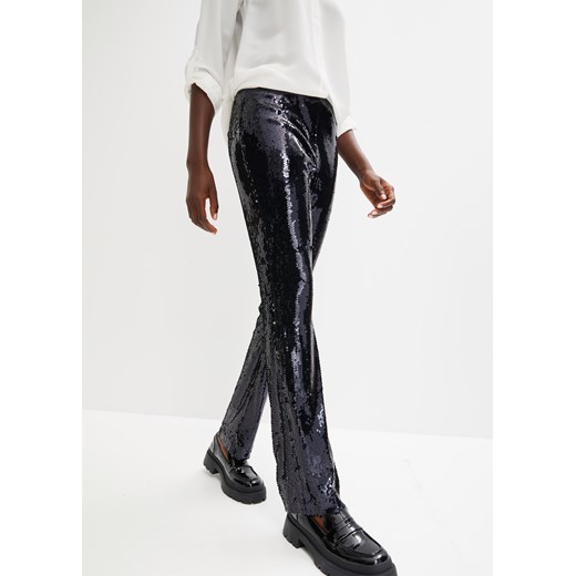 Spodnie z cekinami ze sklepu bonprix w kategorii Spodnie damskie - zdjęcie 170608180