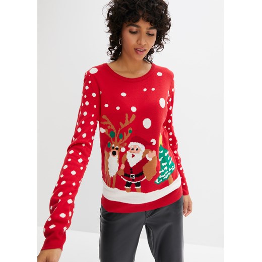Sweter z bożonarodzeniowym motywem ze sklepu bonprix w kategorii Swetry damskie - zdjęcie 170608233
