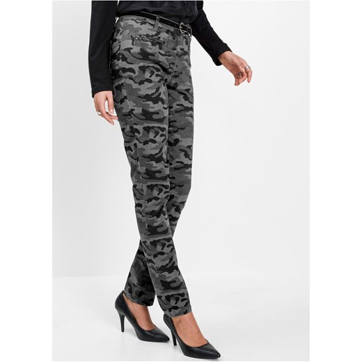 Spodnie ze stretchem z nadrukiem ze sklepu bonprix w kategorii Spodnie damskie - zdjęcie 170608401