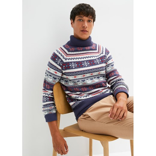 Sweter z golfem w norweski wzór ze sklepu bonprix w kategorii Swetry męskie - zdjęcie 170608514