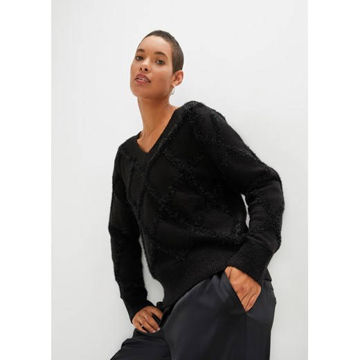 Sweter żakardowy z połyskiem ze sklepu bonprix w kategorii Swetry damskie - zdjęcie 170609283