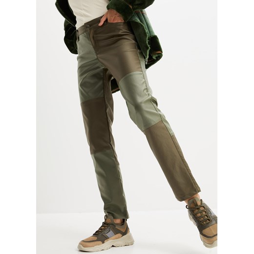 Spodnie ze sztucznej skóry, w stylu color-blocking ze sklepu bonprix w kategorii Spodnie damskie - zdjęcie 170609314