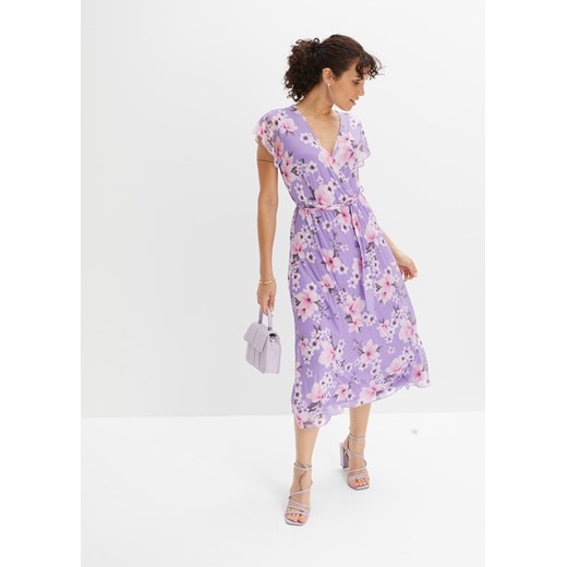 Sukienka midi z siatkowego materiału z nadrukiem ze sklepu bonprix w kategorii Sukienki - zdjęcie 170609970