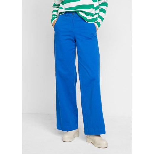 Szerokie spodnie twillowe z bawełny organicznej ze sklepu bonprix w kategorii Spodnie damskie - zdjęcie 170610210