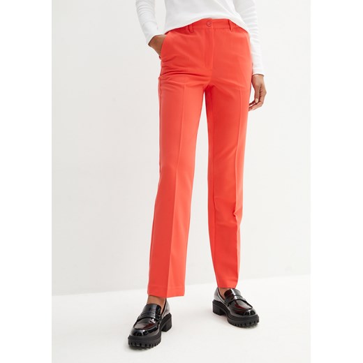 Spodnie ze stretchem i wysoką talią z wygodnym paskiem, długie ze sklepu bonprix w kategorii Spodnie damskie - zdjęcie 170610734