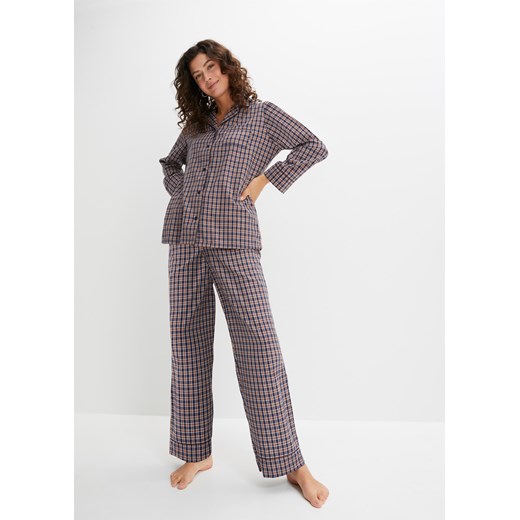 Piżama oversized z plisą guzikową, z tkaniny ze sklepu bonprix w kategorii Piżamy damskie - zdjęcie 170611551