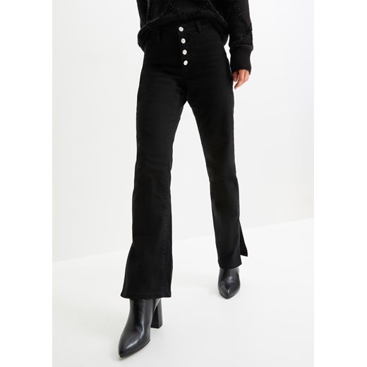 Spodnie twillowe ze stretchem i rozcięciem ze sklepu bonprix w kategorii Spodnie damskie - zdjęcie 170611682