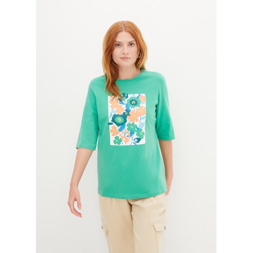 T-shirt z nadrukiem, z bawełny organicznej ze sklepu bonprix w kategorii Bluzki damskie - zdjęcie 170612723