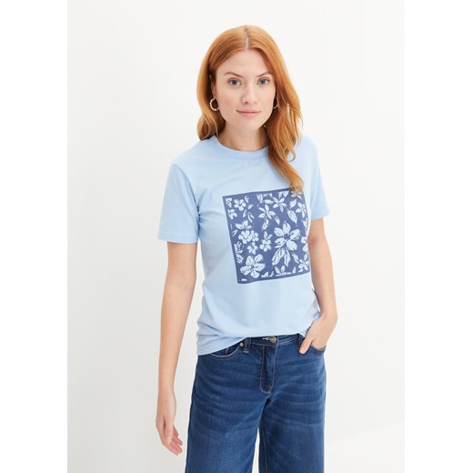 T-shirt z kwiatowym nadrukiem ze sklepu bonprix w kategorii Bluzki damskie - zdjęcie 170612831