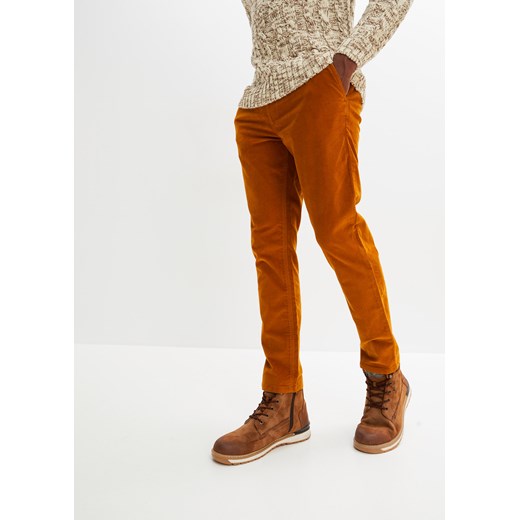 Spodnie sztruksowe z gumką w talii Regular Fit Straight, krótsza długość ze sklepu bonprix w kategorii Spodnie męskie - zdjęcie 170612890