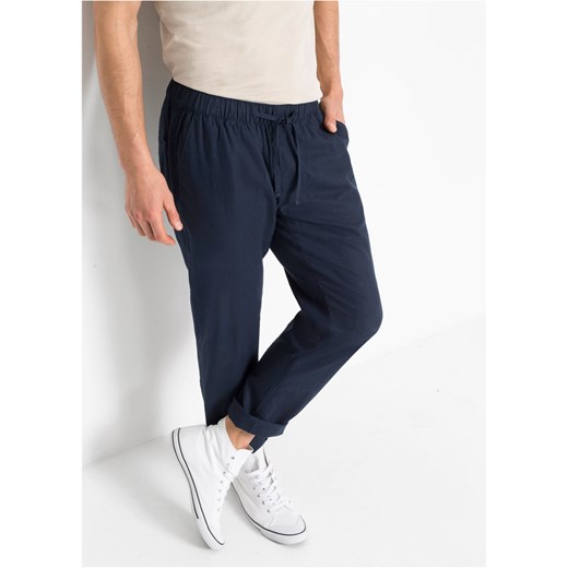 Spodnie chino z gumką w talii, z materiału z lnem, Regular Fit Straight ze sklepu bonprix w kategorii Spodnie męskie - zdjęcie 170613070
