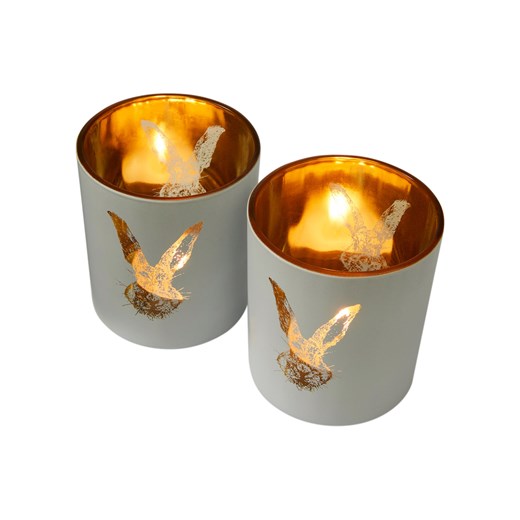 Świecznik na świece podgrzewacze z motywem zajączków (2 szt.) ze sklepu bonprix w kategorii Świeczniki - zdjęcie 170614431