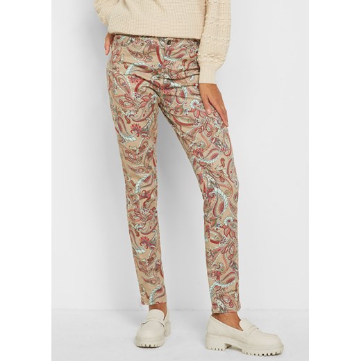 Spodnie ze stretchem i nadrukiem paisley ze sklepu bonprix w kategorii Spodnie damskie - zdjęcie 170614502