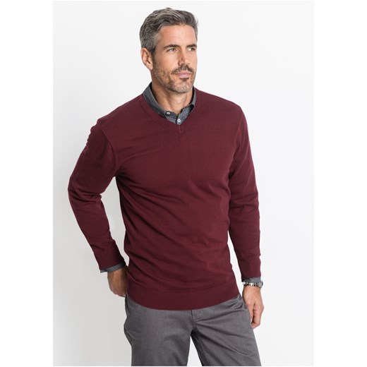 Sweter z dekoltem w serek ze sklepu bonprix w kategorii Swetry męskie - zdjęcie 170614673