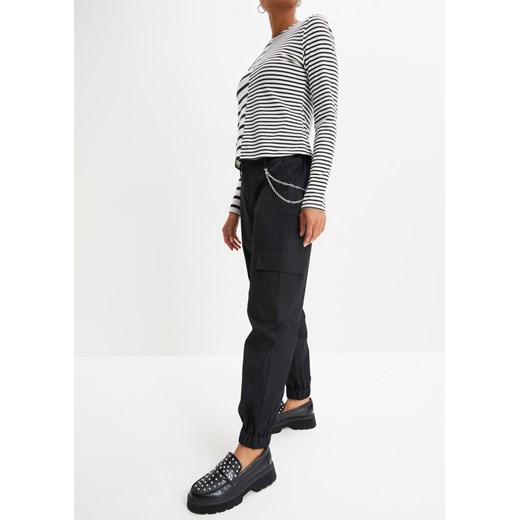 Spodnie bojówki z ozdobnym łańcuszkiem ze sklepu bonprix w kategorii Spodnie damskie - zdjęcie 170615144