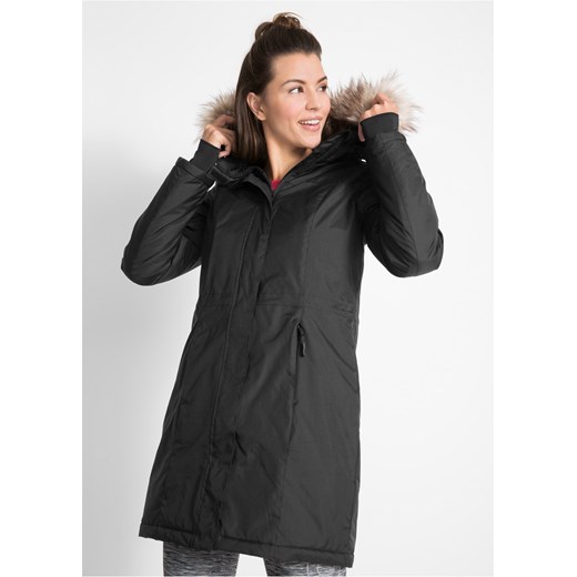 Ciepły płaszcz funkcyjny outdoorowy ze sztucznym futerkiem ze sklepu bonprix w kategorii Płaszcze damskie - zdjęcie 170615352