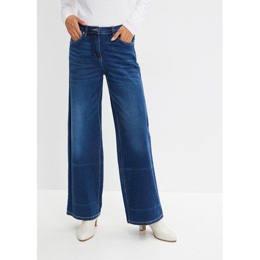 Dżinsy ze stretchem, z szerokimi nogawkami i wygodnym paskiem ze sklepu bonprix w kategorii Jeansy damskie - zdjęcie 170615363