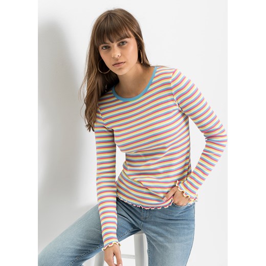 Shirt w prążek z bawełny organicznej ze sklepu bonprix w kategorii Bluzki damskie - zdjęcie 170615403
