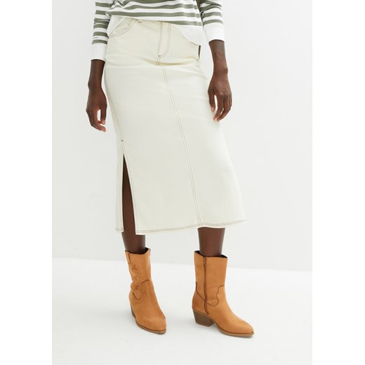 Spódnica dżinsowa midi ze sklepu bonprix w kategorii Spódnice - zdjęcie 170615573