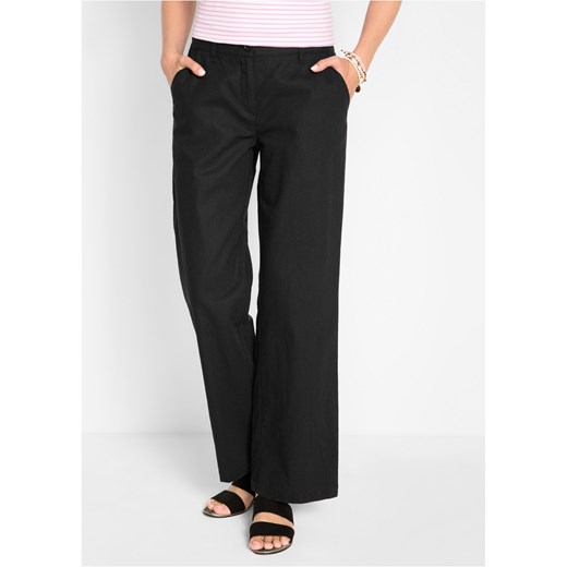 Spodnie lniane Loose Fit z wygodnym paskiem ze sklepu bonprix w kategorii Spodnie damskie - zdjęcie 170616201