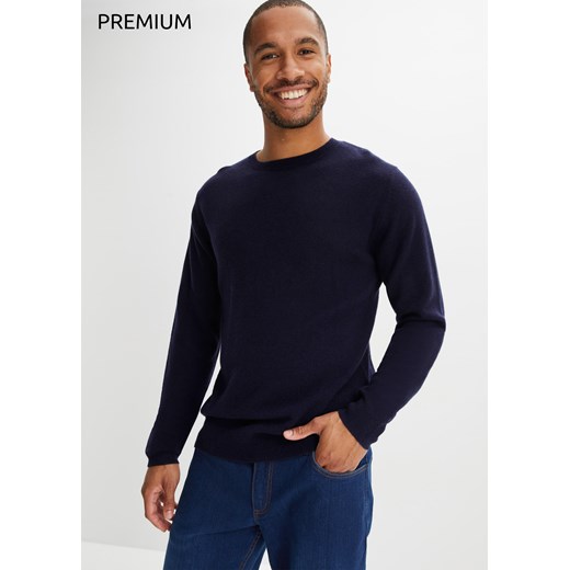 Sweter wełniany z domieszką materiału Good Cashmere Standard®, okrągły dekolt ze sklepu bonprix w kategorii Swetry męskie - zdjęcie 170617183