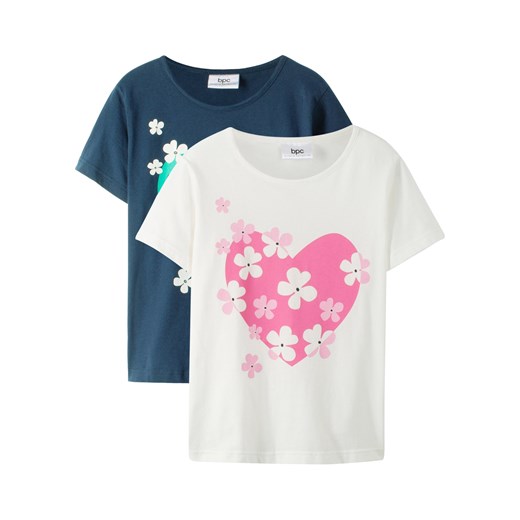 T-shirt dziewczęcy (2 szt.), bawełna organiczna ze sklepu bonprix w kategorii Bluzki dziewczęce - zdjęcie 170617264