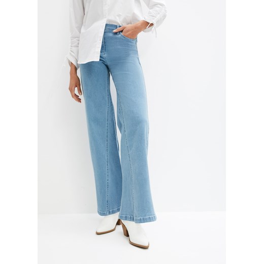 Dżinsy Wide Leg, High Waist, z wygodnym paskiem ze sklepu bonprix w kategorii Jeansy damskie - zdjęcie 170617410