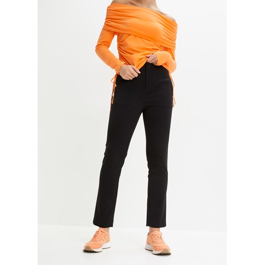 Spodnie high waist z zakładkami poniżej talii ze sklepu bonprix w kategorii Spodnie damskie - zdjęcie 170618181
