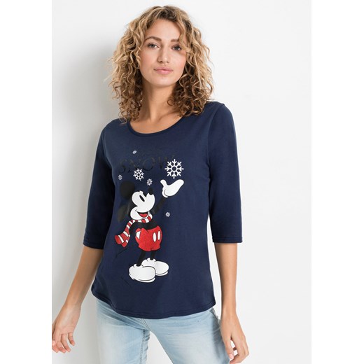 Shirt z rękawami 3/4 i nadrukiem myszki Miki ze sklepu bonprix w kategorii Bluzki damskie - zdjęcie 170619224
