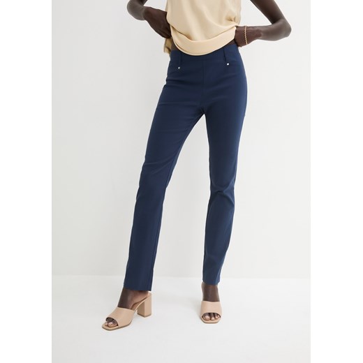 Spodnie ze stretchem z gumką w talii ze sklepu bonprix w kategorii Spodnie damskie - zdjęcie 170619684