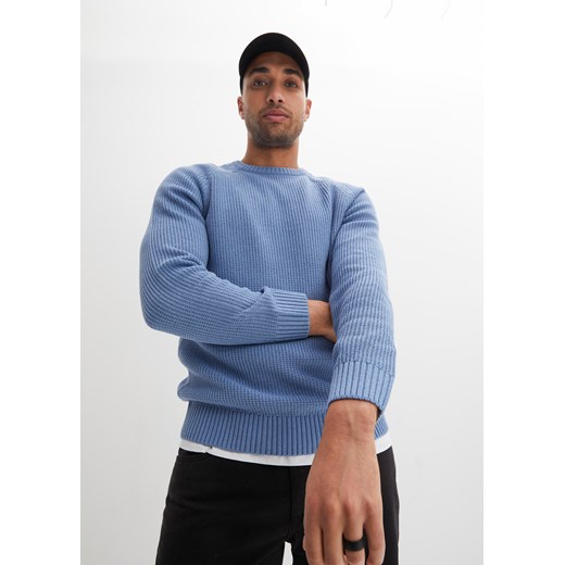 Sweter z bawełny z recyklingu ze sklepu bonprix w kategorii Swetry męskie - zdjęcie 170619744
