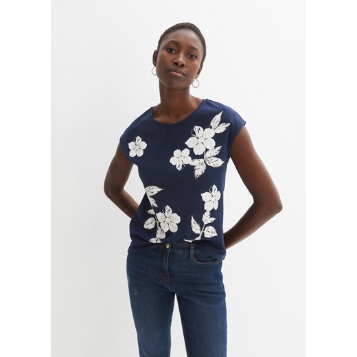 Shirt z kwiatowym nadrukiem ze sklepu bonprix w kategorii Bluzki damskie - zdjęcie 170620530