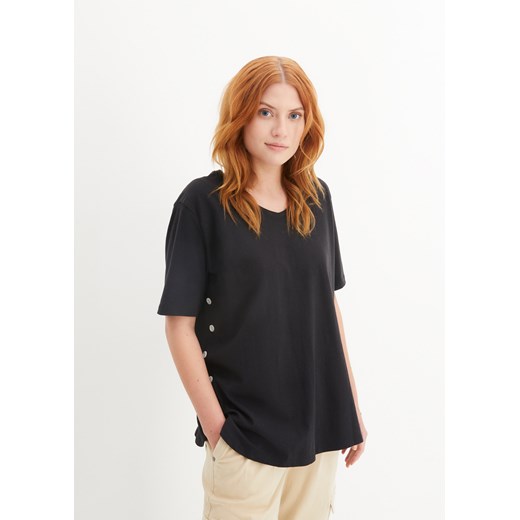 T-shirt z guzikami z boku, z bawełny organicznej ze sklepu bonprix w kategorii Bluzki damskie - zdjęcie 170620711